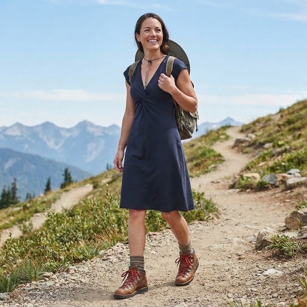 Patagonia Kamala Twist Dress Small Black Stretch Travel Versatile Vacation Hike